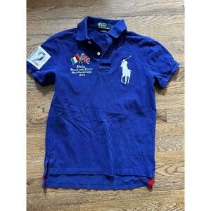 Ralph Lauren Italy Track& Field World 1934 Championship Polo Shirt women sz S